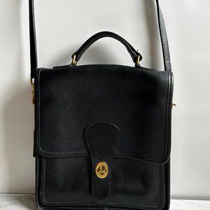 Vintage COACH Station Bag Black Leather Turn Lock Shoulder Crossbody Purse